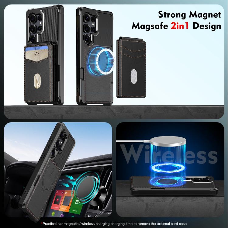 2-in-1 Magnetic Wallet MagSafe Leather Back Phone Case, For Samsung Galaxy S24 Ultra 5G, For Samsung Galaxy S24+ 5G, For Samsung Galaxy S24 5G, For Samsung Galaxy S23 FE 5G