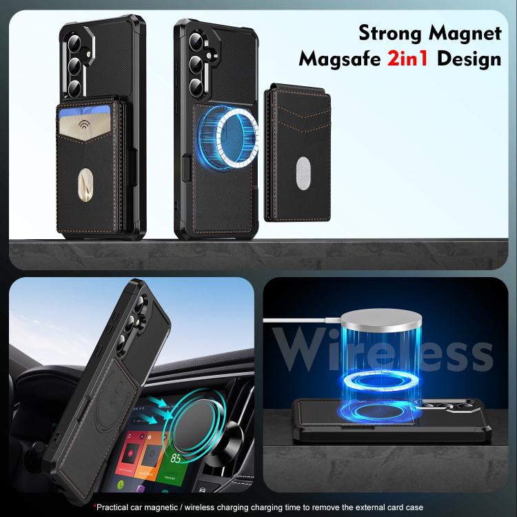 2-in-1 Magnetic Wallet MagSafe Leather Back Phone Case, For Samsung Galaxy S25 5G, For Samsung Galaxy S25+ 5G, For Samsung Galaxy S25 Ultra 5G, For Samsung Galaxy S24 FE 5G